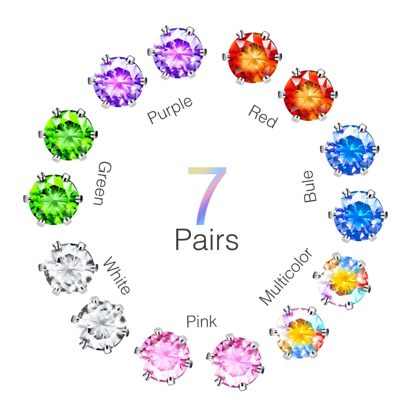 Glow Stud Earrings | Dazzling Color Stud Dearring | Glow Stud Earring | Cubic Zirconia Crown Stud Earring | Party Jewelry