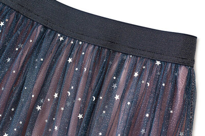 Sequin Star Embellished Tulle Midi Skirt | Sparkling Tulle Skirt | Party Skirt Holiday Skirt