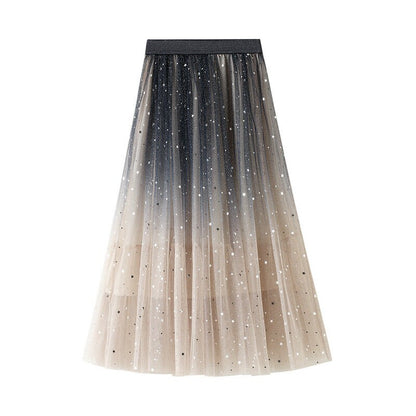 Sequin Star Embellished Tulle Midi Skirt | Sparkling Tulle Skirt | Party Skirt Holiday Skirt